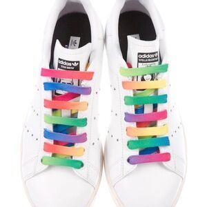 Adidas Women's White Sneakers with Colorful Laces